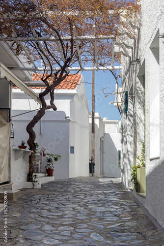 Fototapeta Naklejka Na Ścianę i Meble -  The streets of the town of Chora (Northern Sporades, Skyros island, Greece).