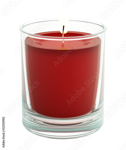 Lit candle inside a glass. 3D illustration