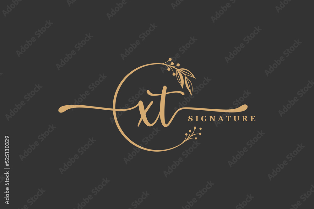 luxury gold signature initial X S logo design isolated leaf and flower luxury gold signature initial X S logo design isolated leaf and flower