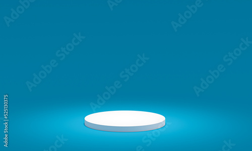 thin white podium on a light blue background