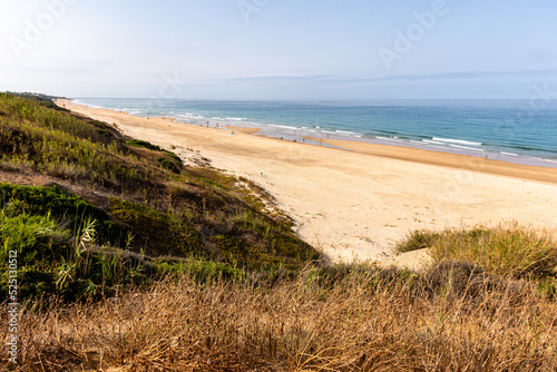 views of La Barrosa beach from the top of the viewpoint called Torre del Puerco in Cadiz  Spain