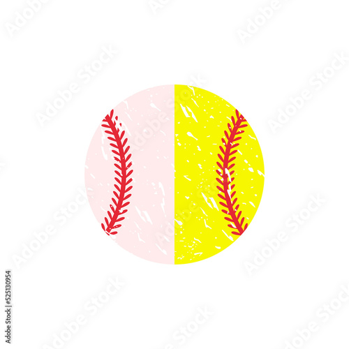 Beautiful red stitch baseball ball vector Isolated on white background