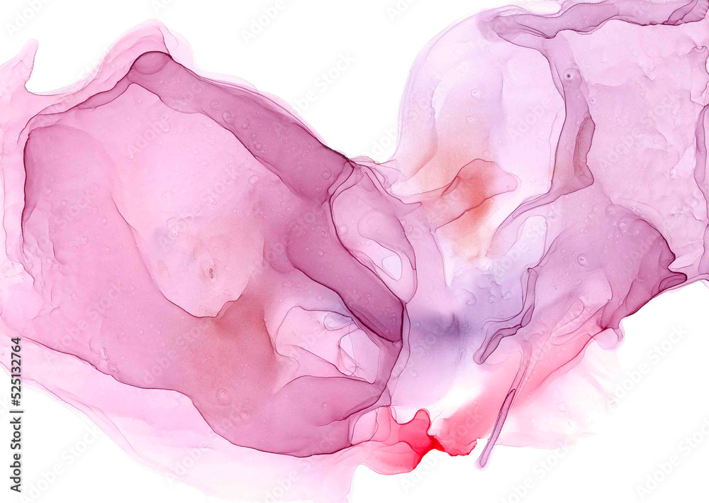 Obraz premium A delicate pink garden flower with elegantly curved petals. A lush voluminous cloud of magical smoke. Exotic fantastic butterfly with translucent wings. Fashionable abstract wallpaper in fluid art.