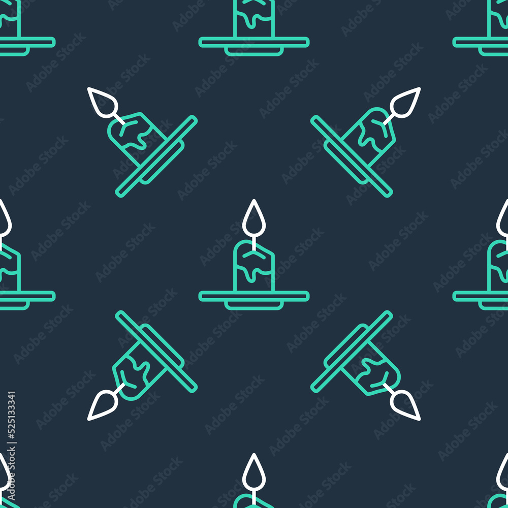 Line Aroma candle icon isolated seamless pattern on black background. Vector Line Aroma candle icon isolated seamless pattern on black background. Vector