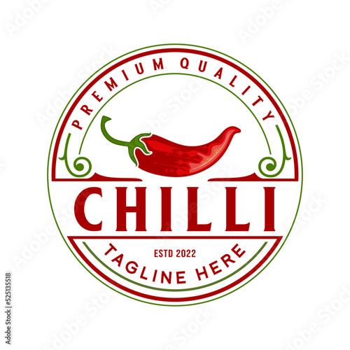 chili sauce vector design logo. hot red chili concept, for sauce label, organic food product, farmer's shop.