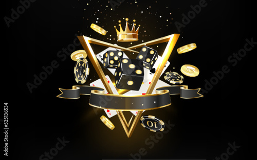 Poker jackpot online tournament horizontal black golden invitation banner.