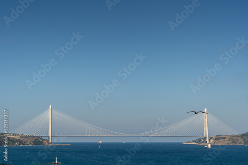 Yavuz Sultan Selim Bridge, in a natural position where the Bosphorus opens to the Black Sea. İstanbul – TURKEY