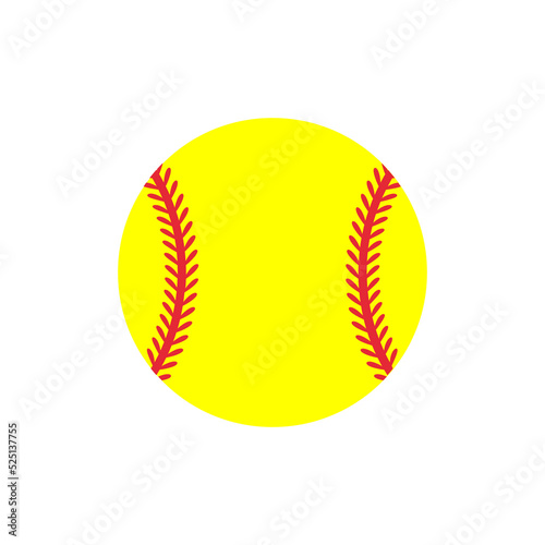 Yellow heart shaped baseball And red stitch baseball Isolated on white background.