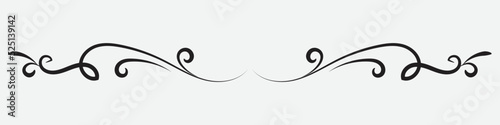 ornamental filigree flourish and thin divider. Classical vintage elements vector illustration