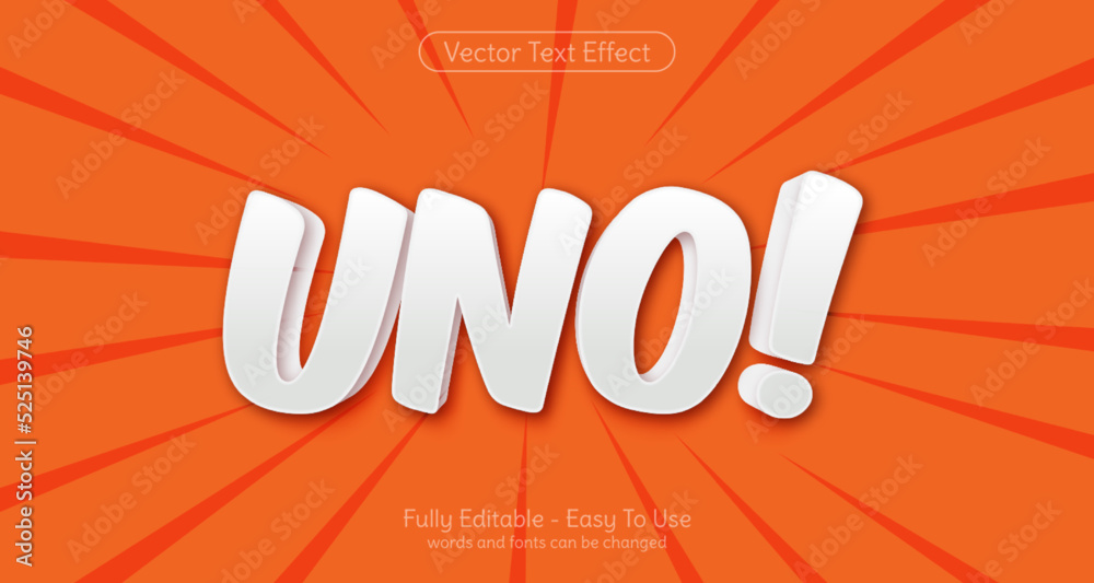 Creative 3d uno!  editable text effect template