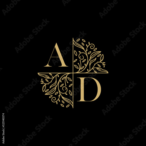 AD circle floral wedding logo initial logo design which is good for branding