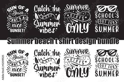 Summer beach typography t-shirt design bundle