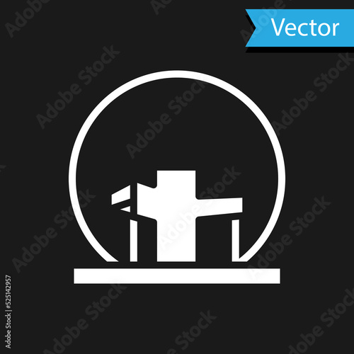 White Montreal Biosphere icon isolated on black background. Vector