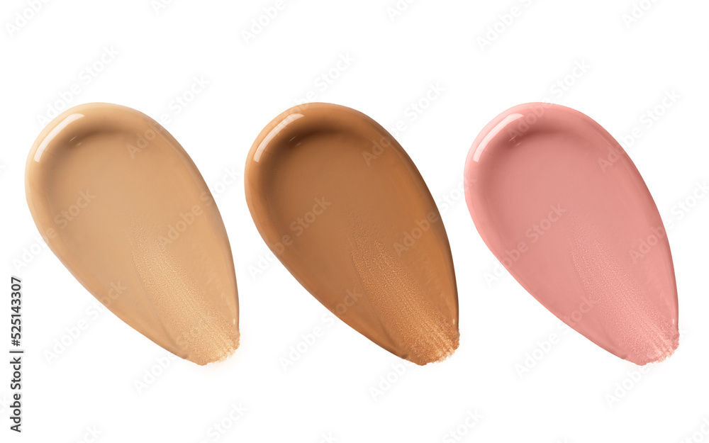 Shades of liquid foundation smears isolated on white background. Samples of liquid foundation for your design. Shades of liquid foundation smears isolated on white background. Samples of liquid foundation for your design.