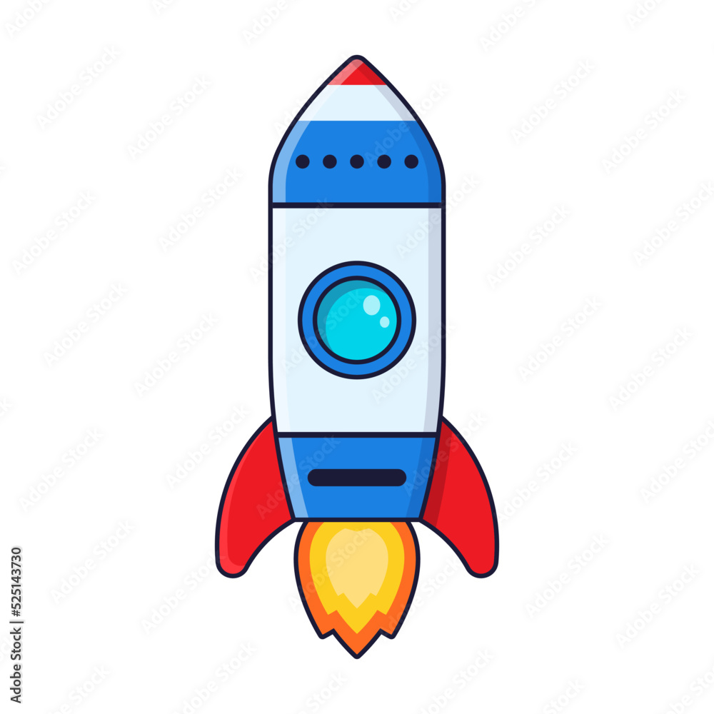 Cartoon rocket. Spaceship on a white background Cartoon rocket. Spaceship on a white background