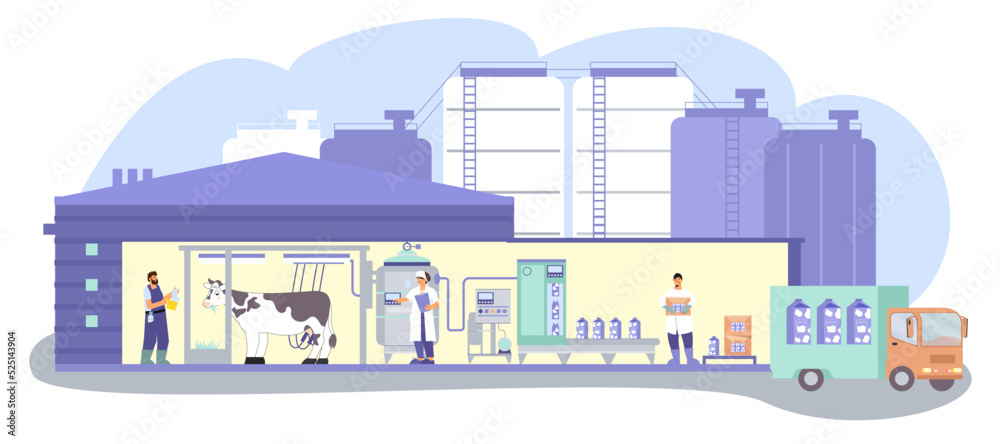 Obraz premium Milk Factory Flat Composition