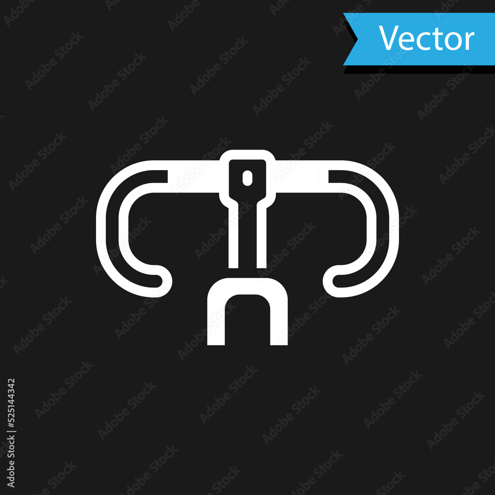 White Bicycle handlebar icon isolated on black background. Vector White Bicycle handlebar icon isolated on black background. Vector
