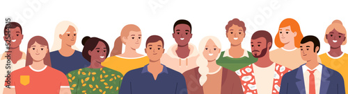 Group of friendly people. Diverse people standing together. Vector illustration