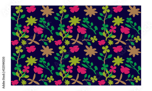 Floral Repeated Pattern, Tree Leaves design for allover print, textile fabric print design, Allover design, flowers pattern, floral repeated pattern, pink flowers isolated  black background 