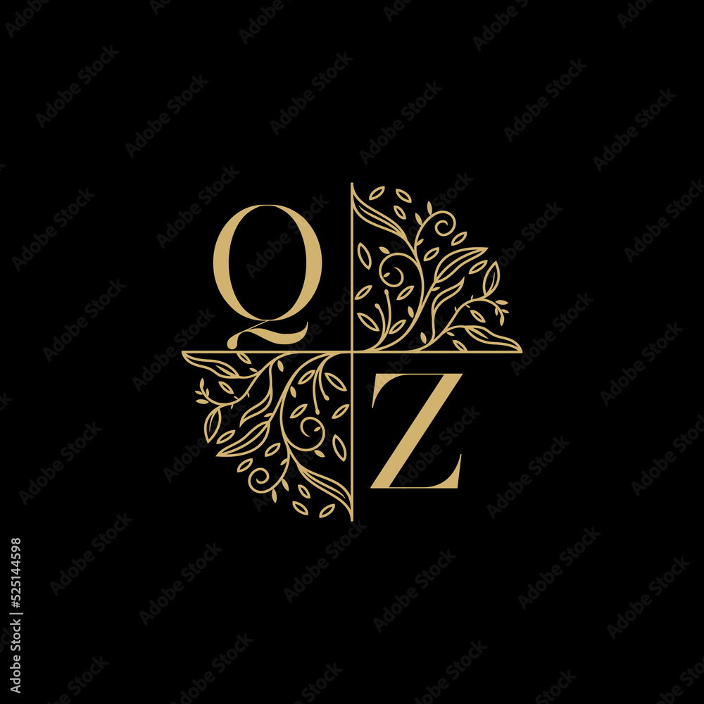 QZ circle floral wedding logo initial logo design which is good for ...