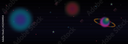 Space scene with planets, stars and galaxies. Panorama. Horizontal view for a glass panels . Template banner © Наталья Фомина