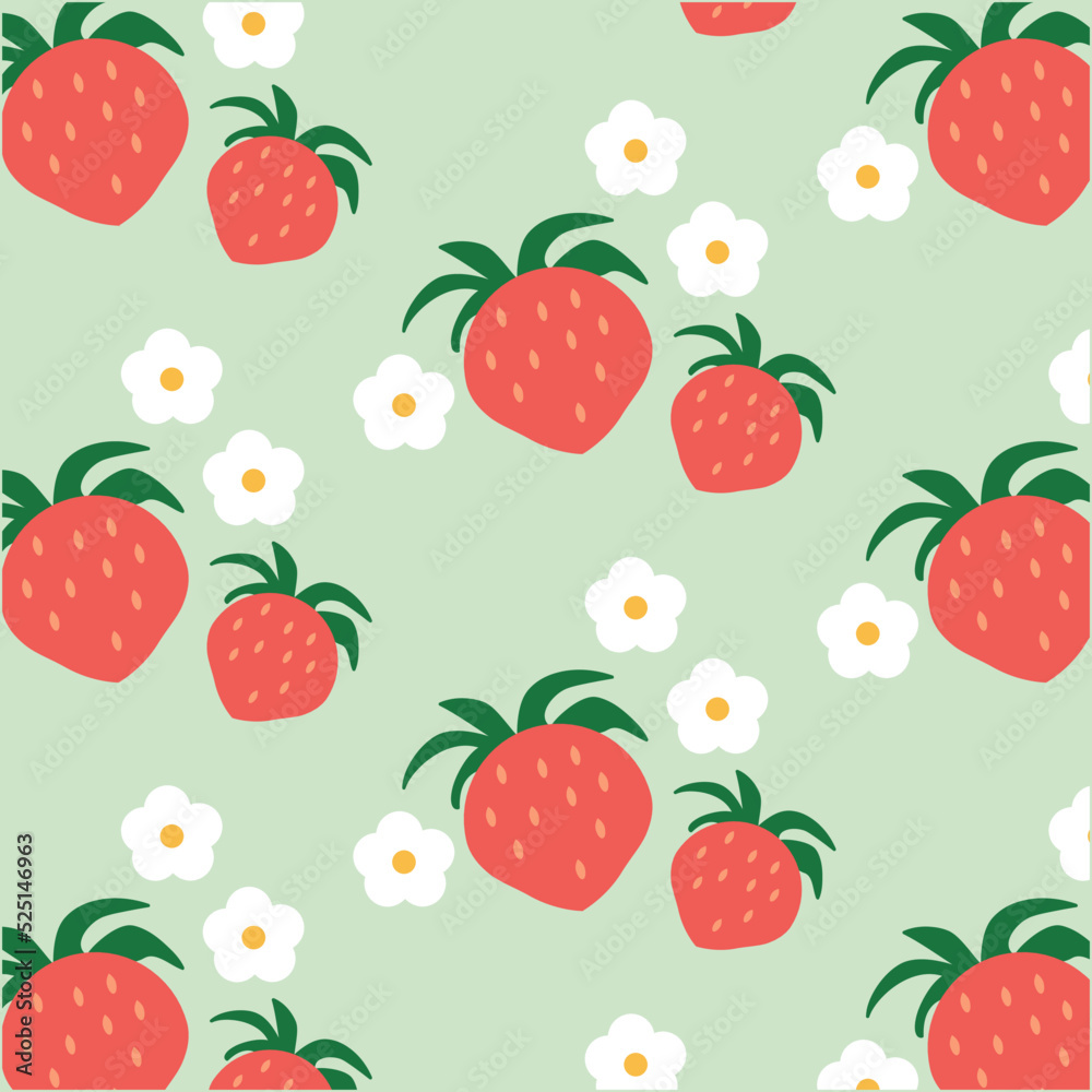 Colorfull seamless pattern with strawberries and flowers. Colorfull seamless pattern with strawberries and flowers.