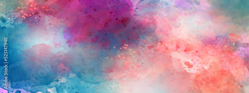 Hand-drawn bright pink gradient abstract watercolor splashed on the paper. Multicolor watercolor background for textures. Fantasy smooth light pink abstract watercolor painted background.