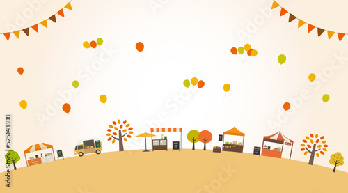 秋の紅葉とイベント　背景素材
