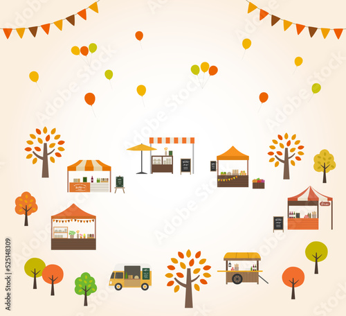 秋の紅葉とイベント　背景素材