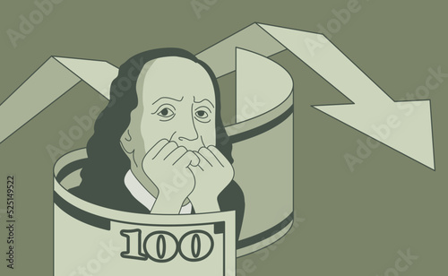Crisis of economy - frightened bank note