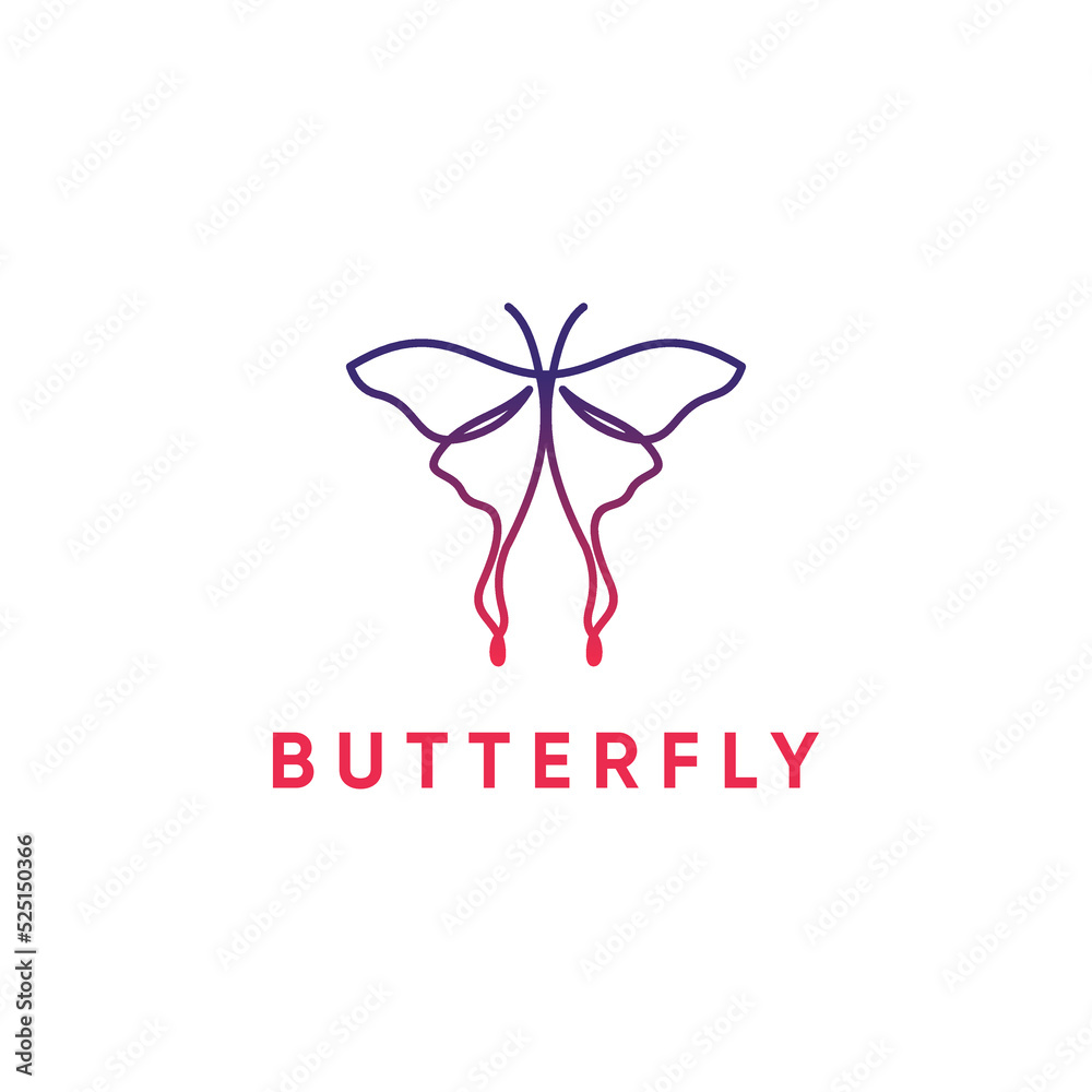 Modern Butterfly Line Logo Design Modern Butterfly Line Logo Design