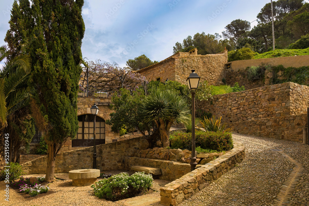 Panoramic view of the historic center of Tossa castle, Costa Brava, Catalonia Spain