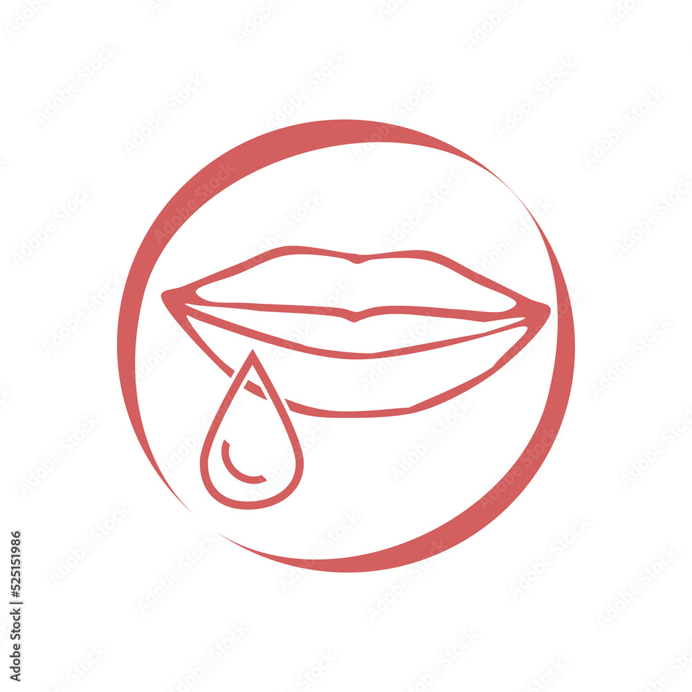 Lips icon isolated on white background hand drawn