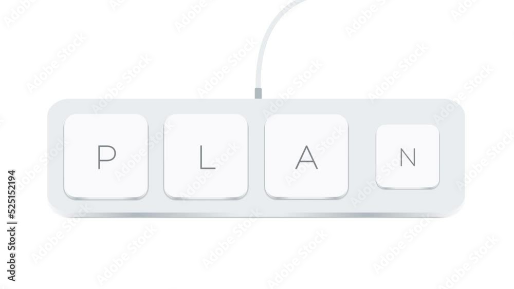 Plan word written with computer buttons over white background