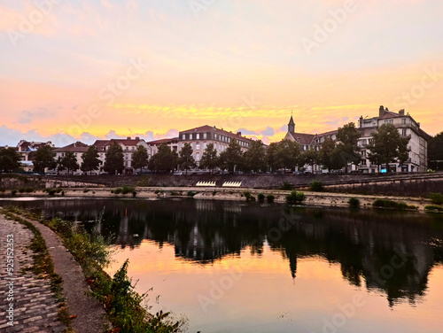 Besançon, August 2022 - Visit the beautiful city of Besançon at dusk with a sunset 