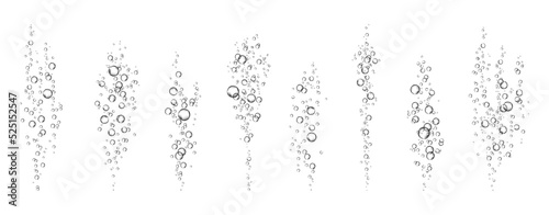 Obraz na płótnie Oxygen air bubbles  flow  in water on white  background.
