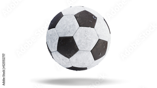 Soccer ball isolated on a white background. Realistic soccer ball with water droplets on it, 3d render. Transparent background, PNG file.