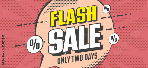 Sale banner template design with comic background