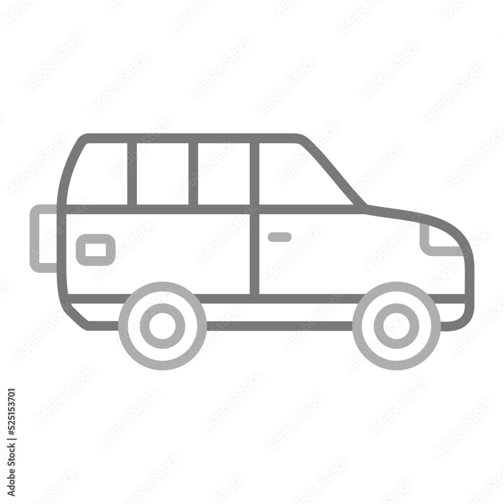 Wagon Car Greyscale Line Icon
