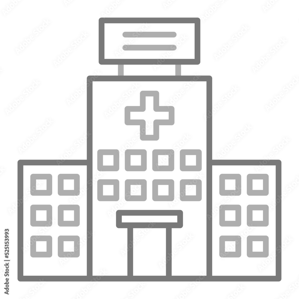 Hospital Building Greyscale Line Icon Hospital Building Greyscale Line Icon