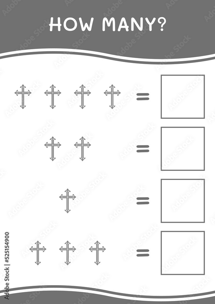 How many of Christian cross, game for children. Vector illustration, printable worksheet How many of Christian cross, game for children. Vector illustration, printable worksheet