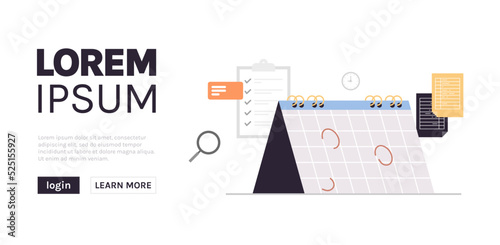 Calendar planning day scheduling appointment in agenda meeting plan time management concept flat vector illustration.