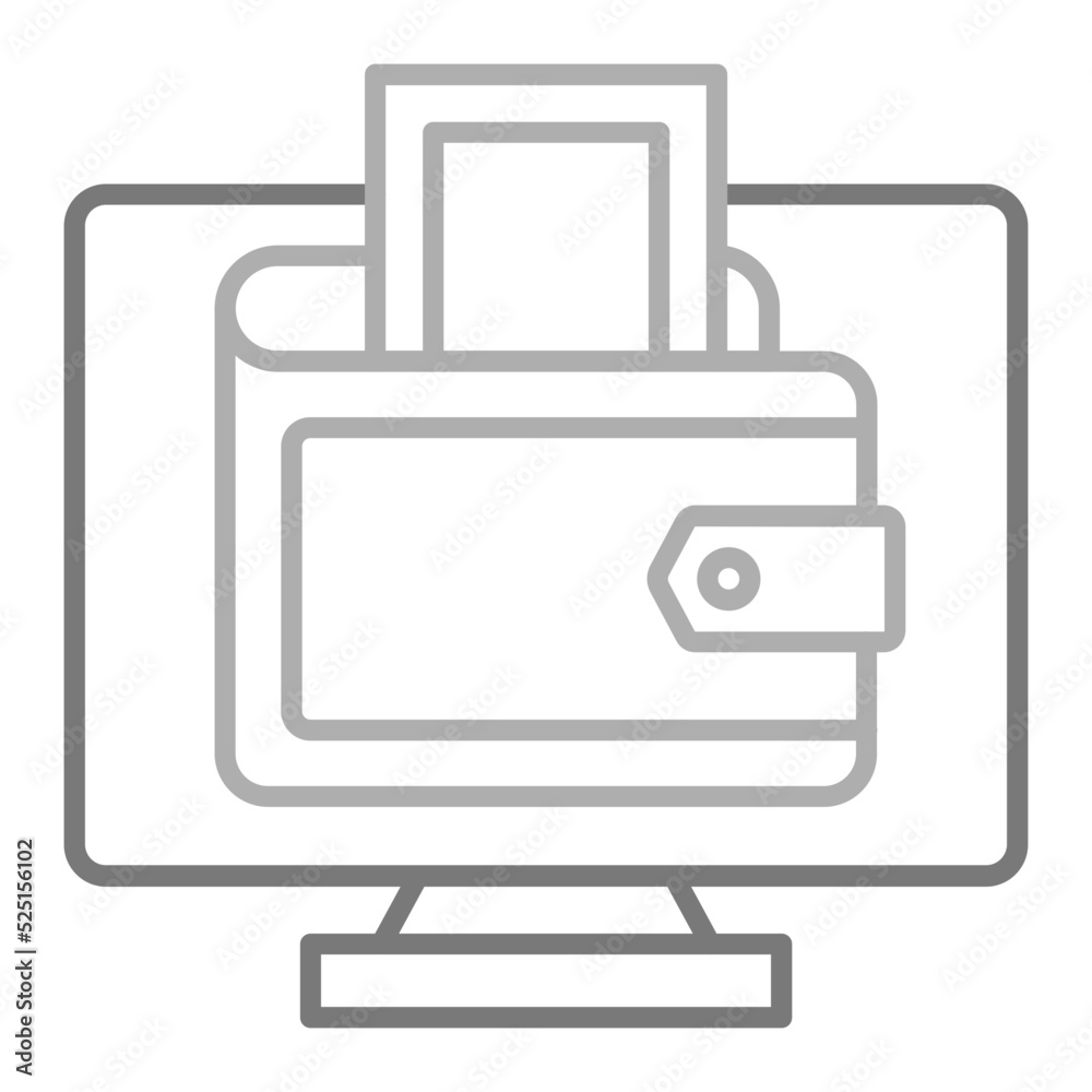 Digital Wallet Greyscale Line Icon Digital Wallet Greyscale Line Icon