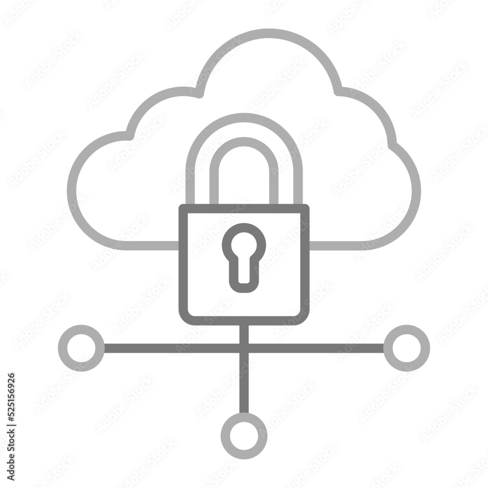 Cloud Lock Greyscale Line Icon Cloud Lock Greyscale Line Icon