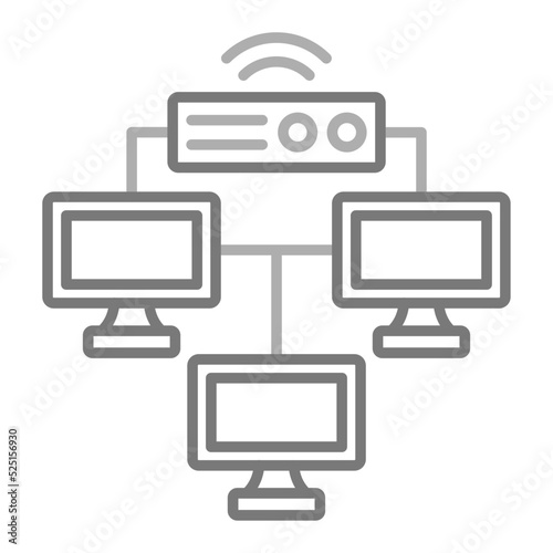 Local Network Greyscale Line Icon