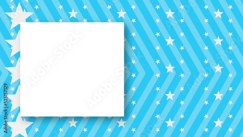 Abstract blue background with geometric shapes and frame for text. Looped animation with copy-space white and shadow.
