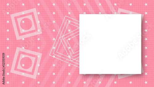 Abstract pink background with geometric shapes and frame for text. Looped animation with copy-space white and shadow.