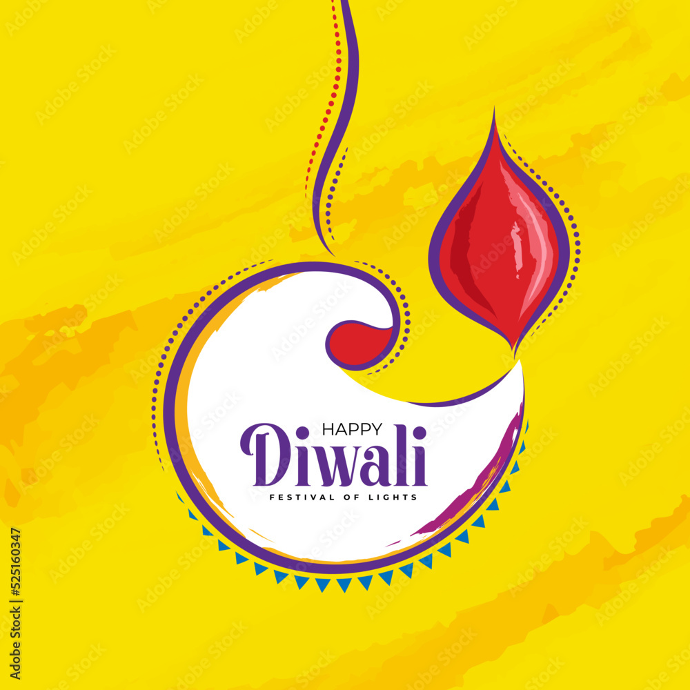 Happy Diwali Festival Celebration Greeting Design Template