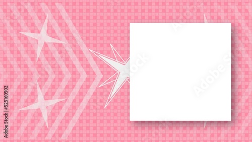Abstract pink background with geometric shapes and frame for text. Looped animation with copy-space white and shadow.