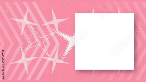 Abstract pink background with geometric shapes and frame for text. Looped animation with copy-space white and shadow.